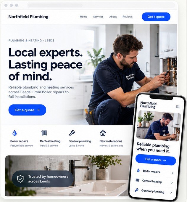 Example website and mobile design for a plumbing company